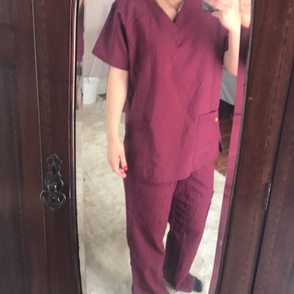 Maroon scrubs